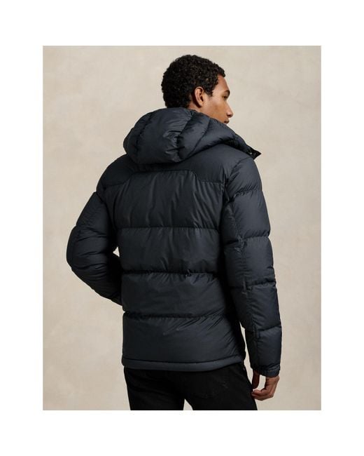 Ralph Lauren Black El Cap Water Resistant Duck Down Detachable Hood Short Puffer Jacket for men