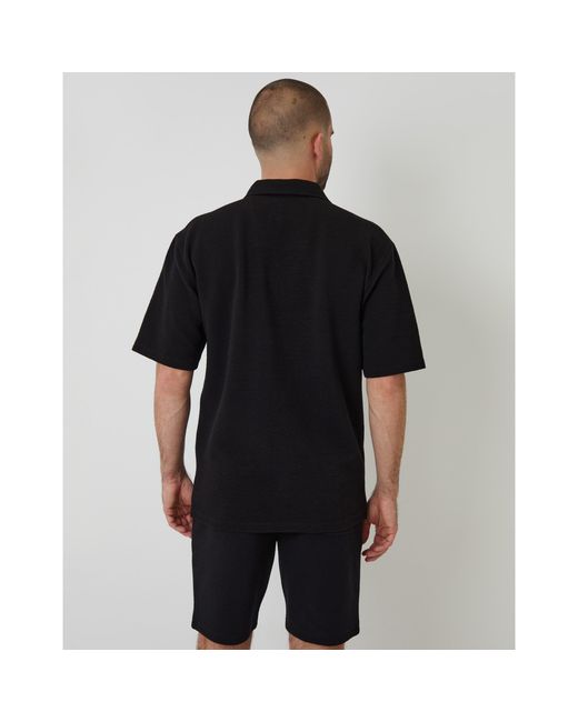 Threadbare Black Embley Short-Sleeve Patterned Shirt for men