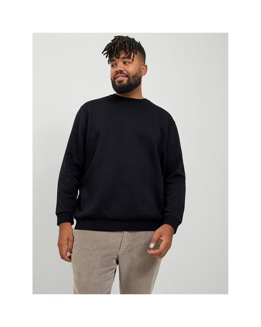 Jack & Jones Black Bradley Crew Sweater Plus Size for men