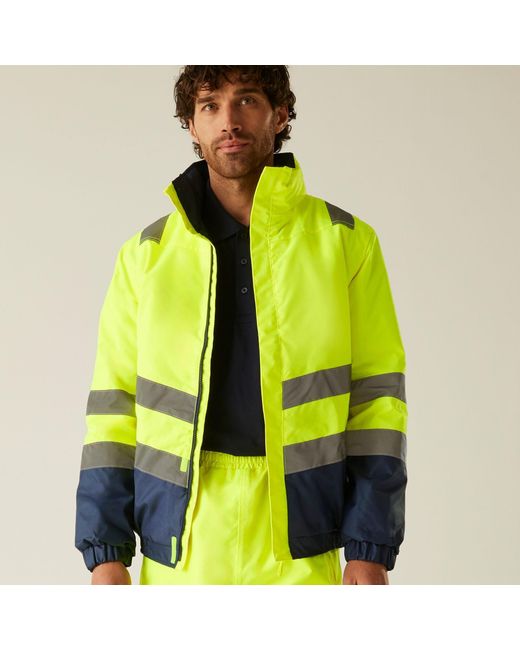 Regatta Green Waterproof Hi-Vis Bomber Jacket for men