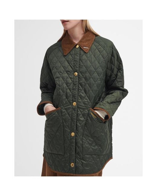 Barbour Green Liddesdale 30Th Anniversary Diamond Quilted Oversized Quilted Jacket