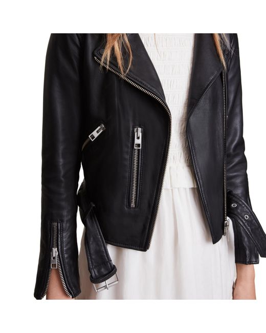 AllSaints Black Balfern Leather Biker Jacket