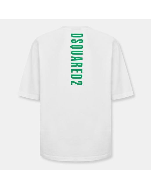 DSquared² White Dsq Bk Logo Oversized T-Shirt for men