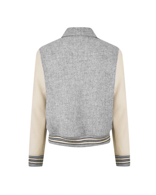 Amiri Gray Bones Wool Long Sleeve Varsity Jacket for men