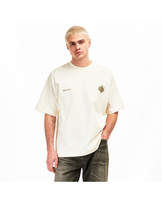 The Couture Club White Blurred Oversized Fit Oversized T-Shirt for men