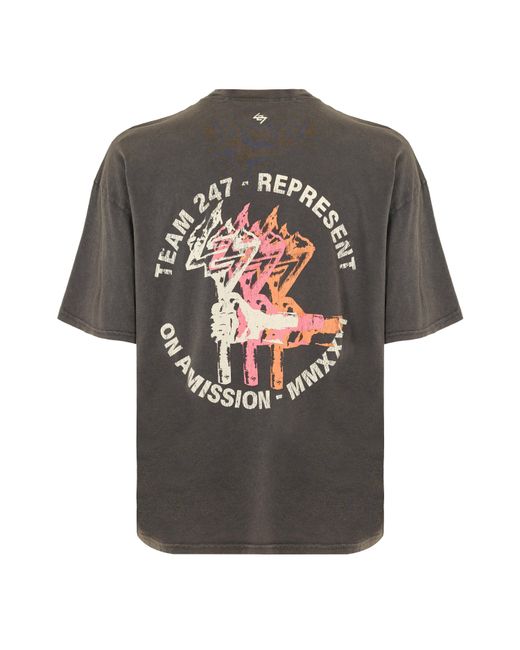 REPRESENT 247 Gray Short Sleeve Performance Gym Top for men