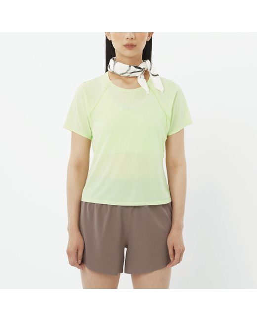 Salomon Yellow Shakeout Air Cropped Running Tee