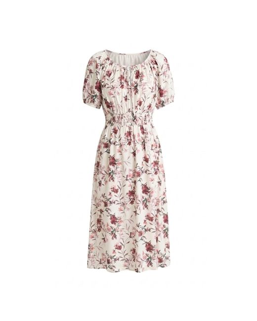 Gina Bacconi Natural Perrie Smock Waist Floral Print Dress