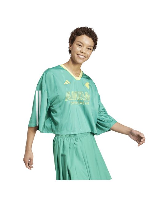 Adidas Green Tiro Cropped T-Shirt Crop Top