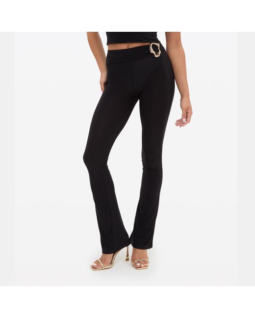 I Saw It First Black Hardwear Detail Flare Trousers
