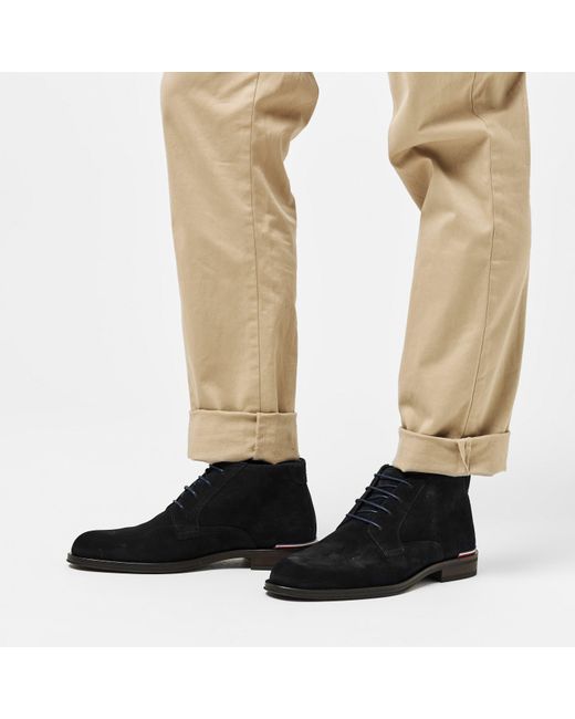 Tommy Hilfiger Black Suede Low Boots for men