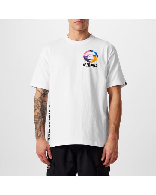 Aape White Universe Bones T-shirt for men