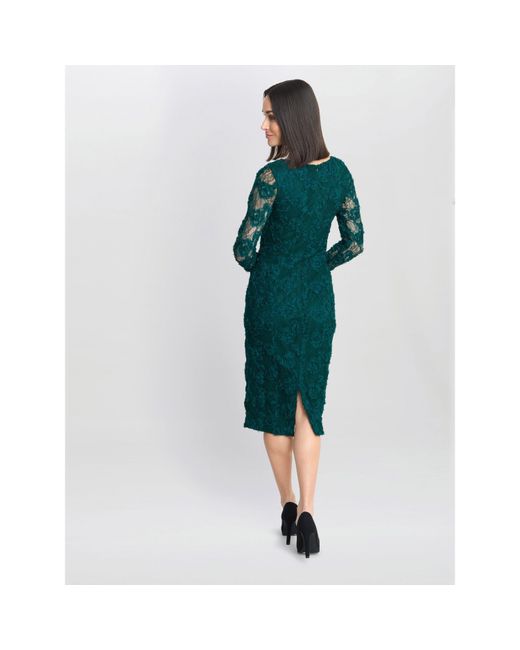 Gina Bacconi Scarlett Corded Floral Lace Dress in Green | Lyst UK