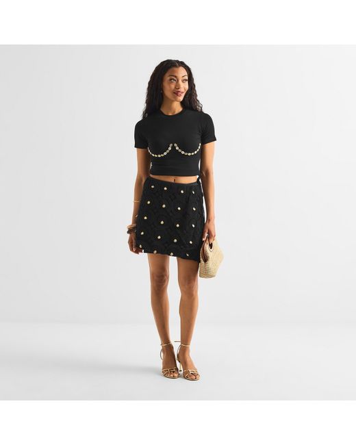 Never Fully Dressed Black Shell Boob T-Shirt