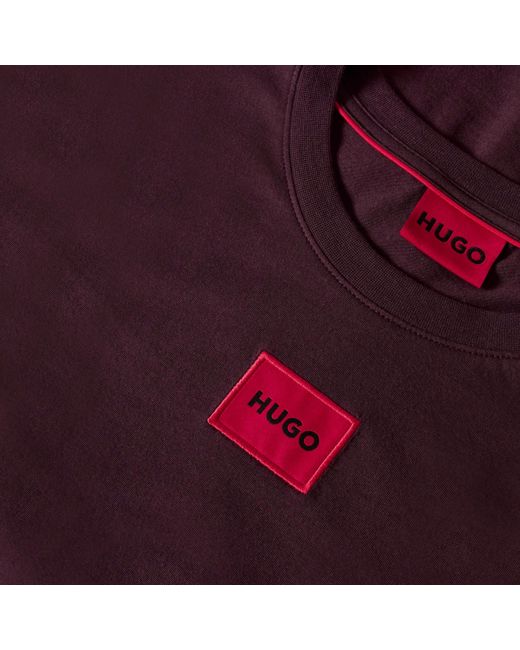 HUGO Purple Diragolino Contemporary T-Shirt With Logo Detail for men