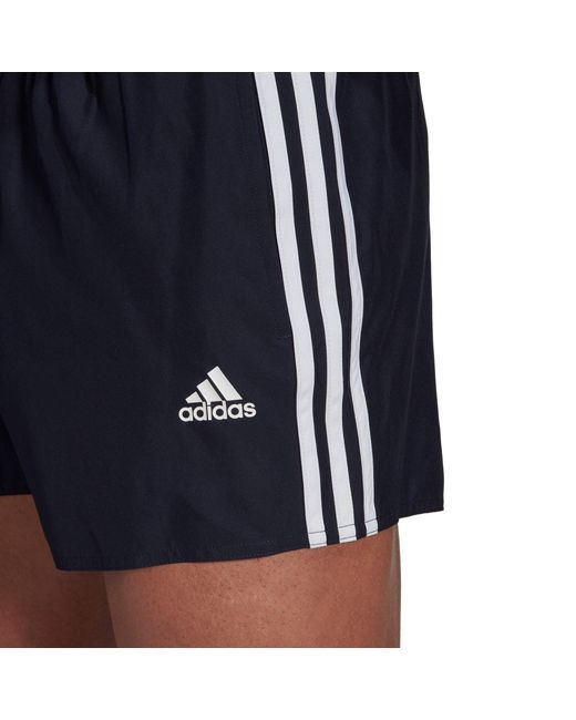 Adidas Blue 3 Stripe Swim Shorts for men