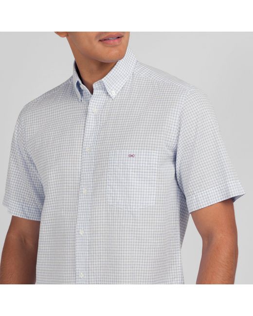 Eden Park Blue Checked Cotton Dobby Shirt for men