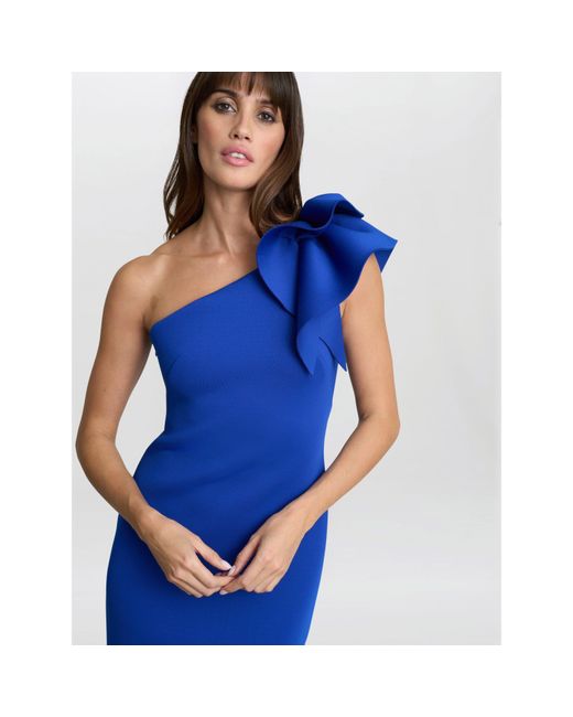 Gina Bacconi Blue Valentina Asymmetric Dress