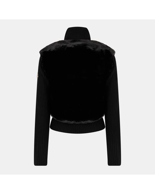Moose Knuckles Black Dua Bunny Textured Relaxed Fit Cardigan