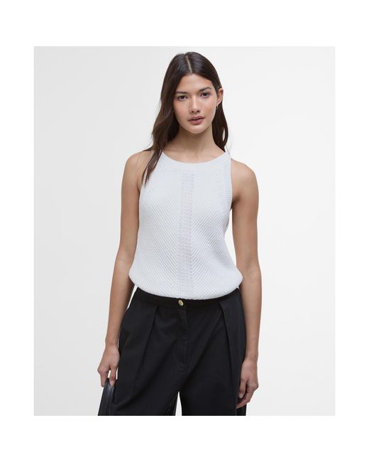 Barbour White Dakota Sweater Vest