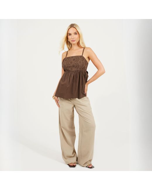 Brave Soul Brown Bs Broderie Anglasie Woven Vest