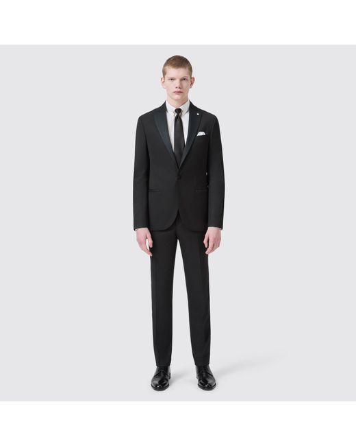 Twisted Tailor Black Kemp Slim Fit Tux Jacket for men