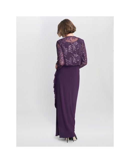 Gina Bacconi Purple Susanne Maxi Dress With Lace Jacket