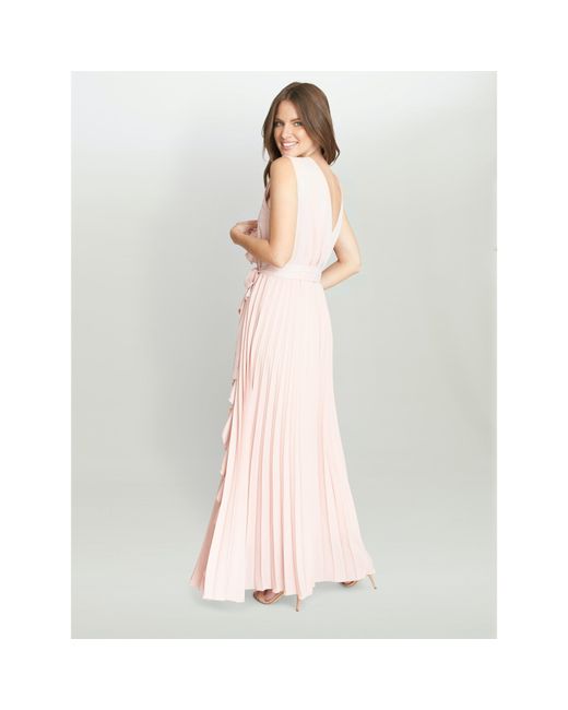 Gina Bacconi Pink Caprice Maxi Dress With Frill Detail
