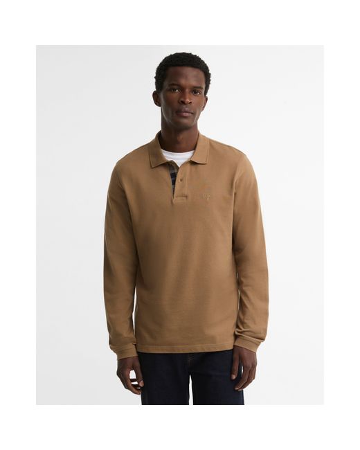 Barbour Brown Essentials Long Sleeve Polo Shirt for men