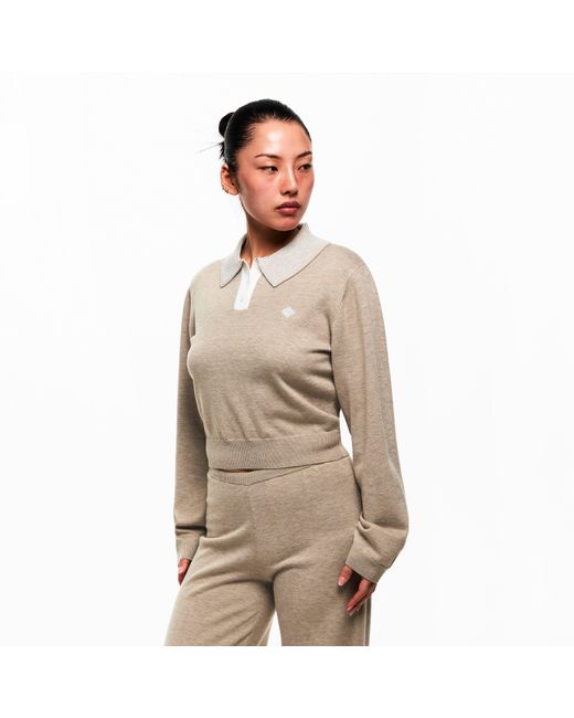 The Couture Club Natural Striped Collar Polo Shirt