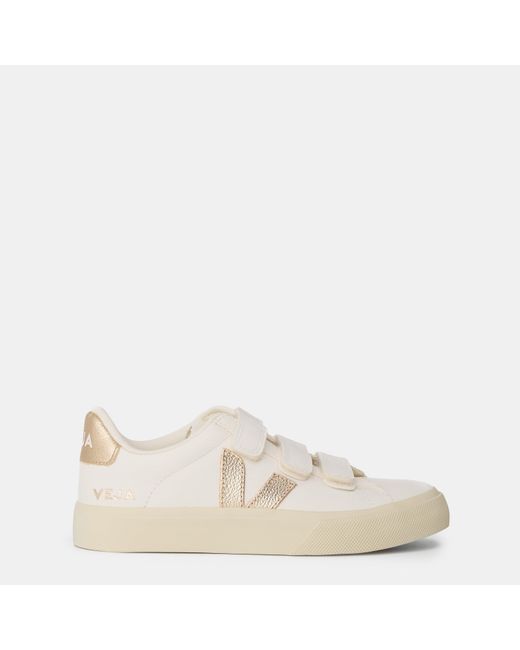 Veja Natural Recife Leather Velcro Court Trainers