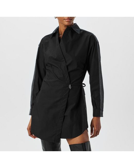 DIESEL Black Structured Button-Down Shirt Dress