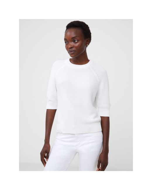 French Connection White Lilly Mozart Short-Sleeve Knitted Top