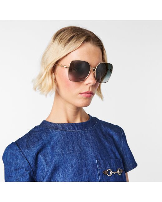 Gucci Gray Square Frame Sunglasses