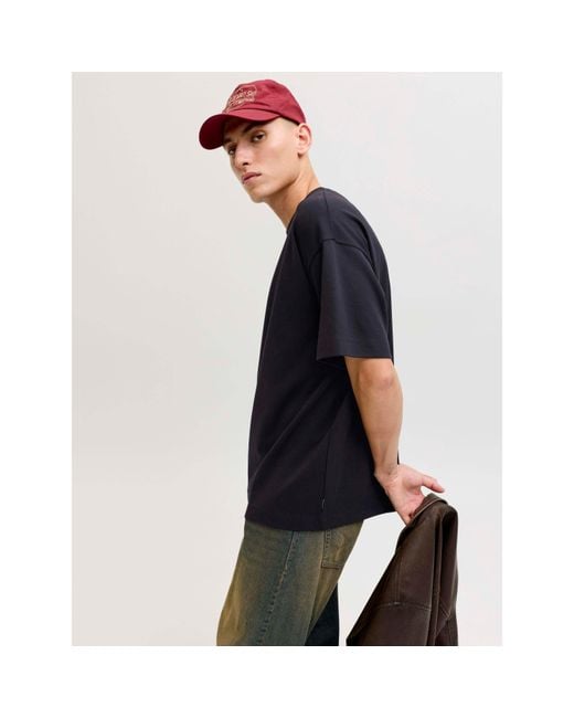 Jack & Jones Black Barron Short Sleeve O-Neck Oversized Fit T-Shirt for men