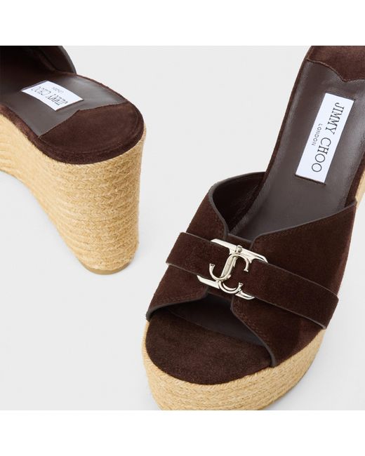 Jimmy Choo Brown Leda Wedge Heeled Sandals