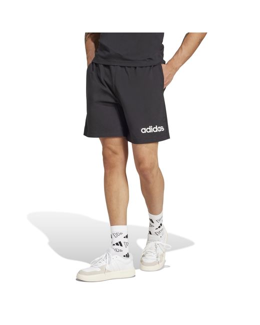 Adidas Black Essentials Linear Single Jersey Shorts for men