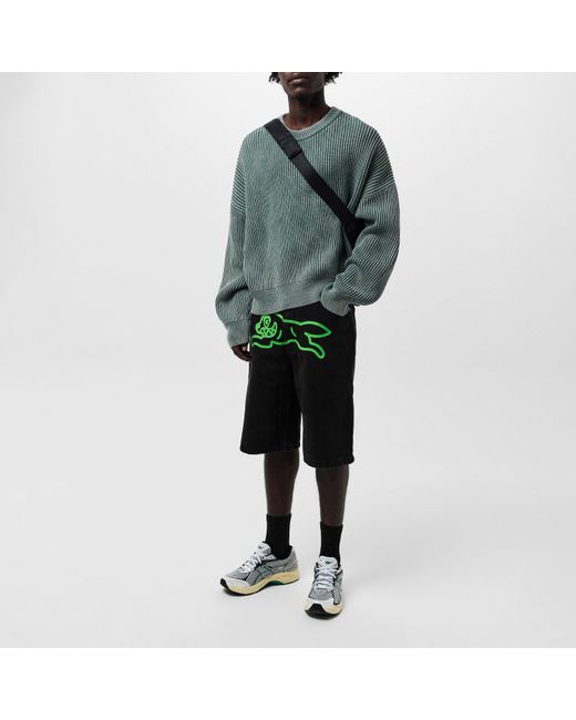 ICECREAM Green Denim Shorts for men