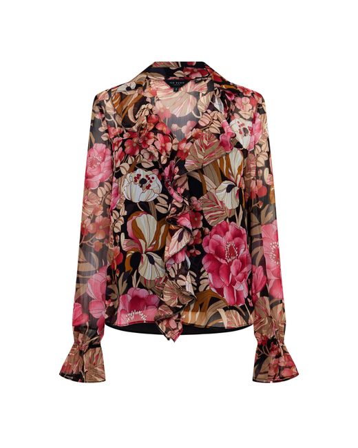 Ted Baker Pink Cristii Long-Sleeve Patterned Shirt