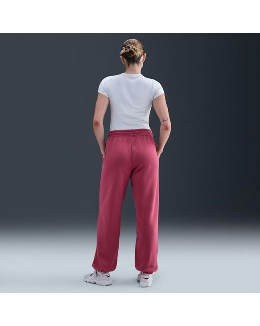 Nike Red Sportswear Phoenix Fleece Mid-Rise Sweatpants