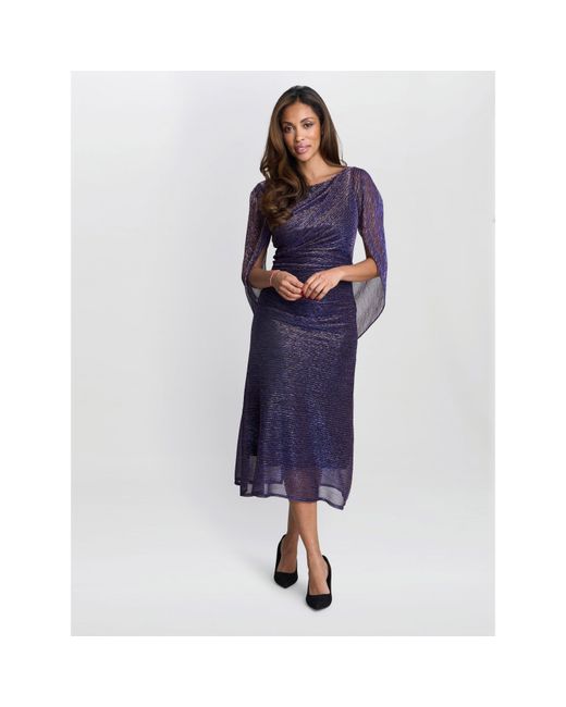 Gina Bacconi Purple Ciara Metallic Knit Dress