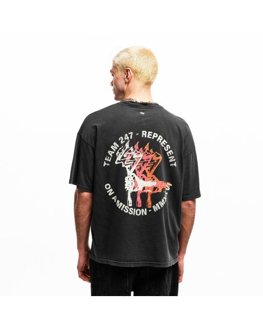 REPRESENT 247 Gray Short Sleeve Performance Gym Top for men