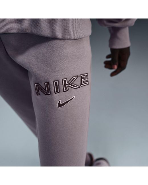 Nike Purple Sportswear Phoenix Fleece Mid-Rise Logo Sweatpants