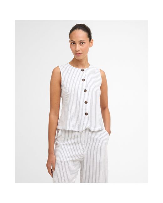 Barbour White Sleeveless Shirt