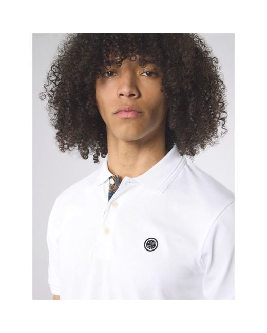 Pretty Green White Short-Sleeve Polo Shirt for men