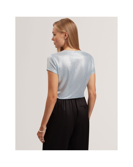 Ted Baker Gray Metallic Short Sleeve Slim Fit T-Shirt
