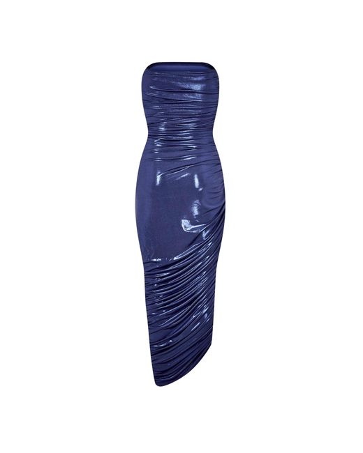 Norma Kamali Blue Strapless Diana Maxi Dress