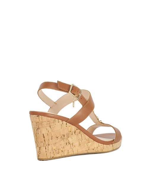 Dune Brown Kasslie Wedge Heeled Sandals