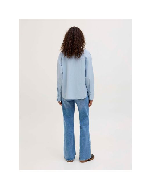 JJXX Blue Caro Poplin Relaxed Shirt Ladies