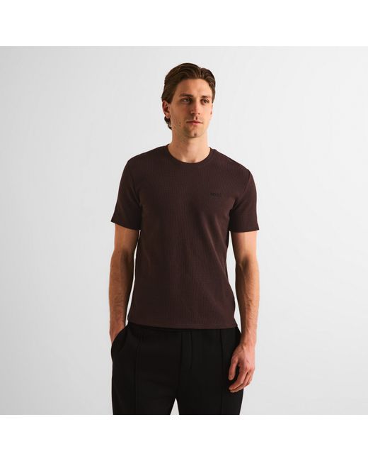 Boss Brown Bodywear Waffle T-Shirt With Structured Design for men